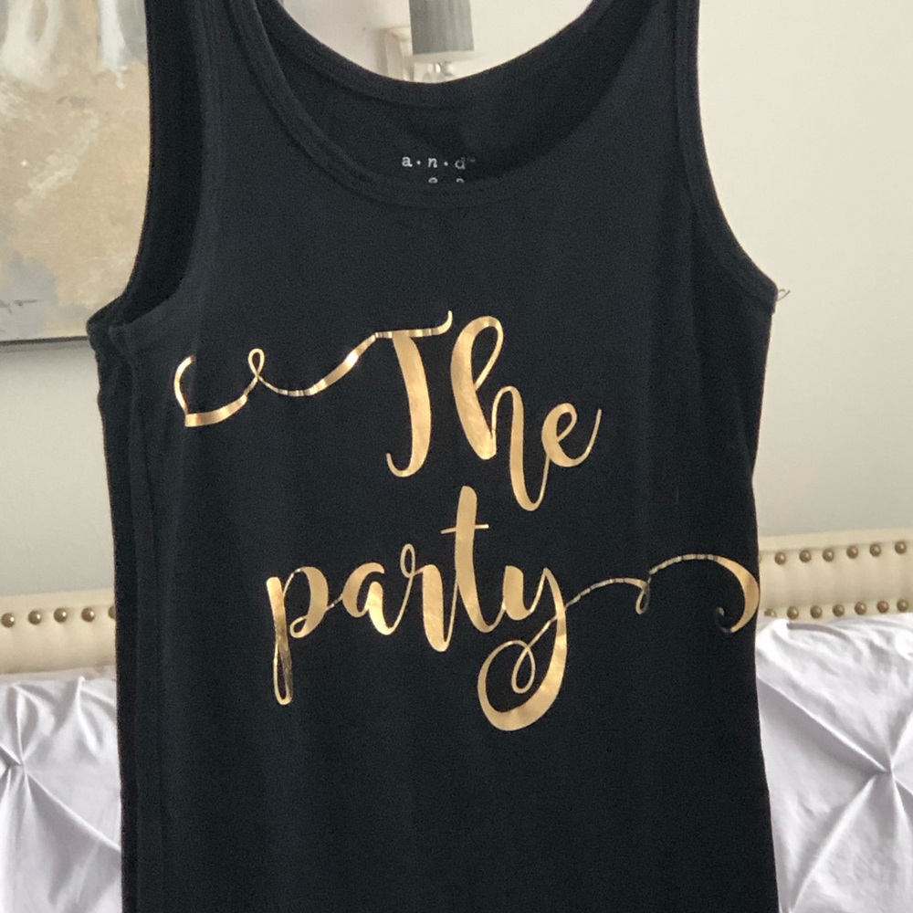 The party black & metallic gold tank top SZ XS